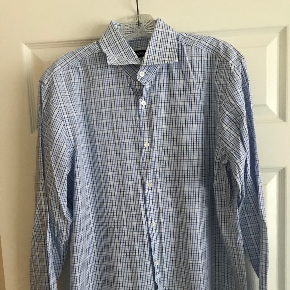 Blue and white formal dress shirt (item 045)